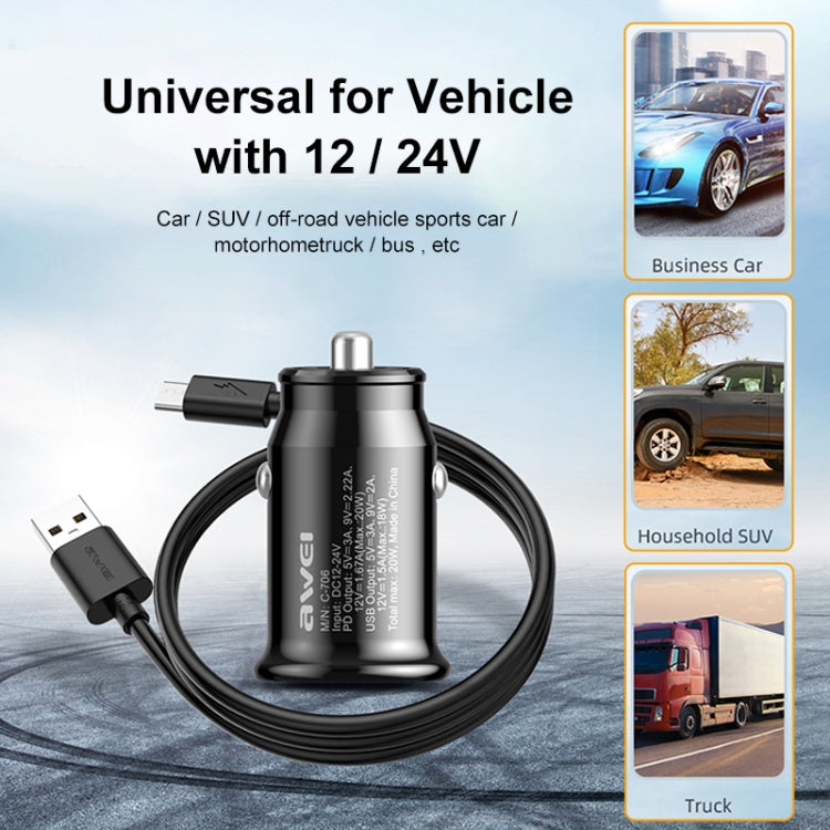 Awei C-706 20w Fast Dual Car Charger